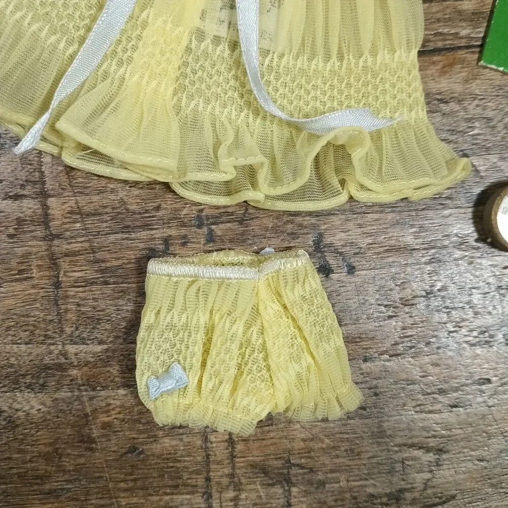 Vintage Barbie Mattel Doll Clothes 1960's Pajamas Set Yellow Shorts Top Clock